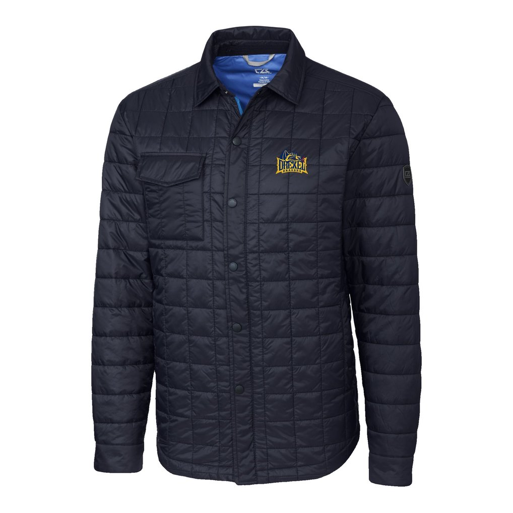  Drexel Dragons Cutter & Buck Ranier Eco Insulated PrimaLoft Full-Snap Shacket - Navy